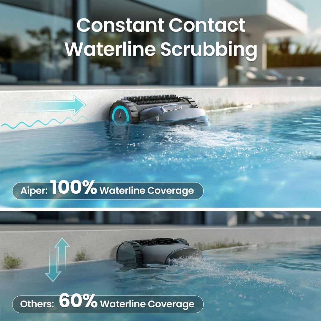 Aiper Scuba X1 constant-contact horizontal waterline scrubbing