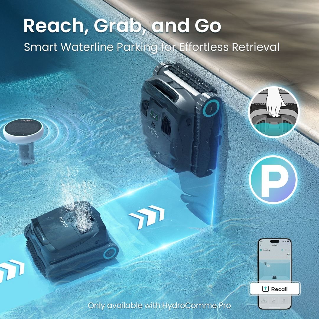 Aiper Scuba X1 smart waterline parking for easy retrieval