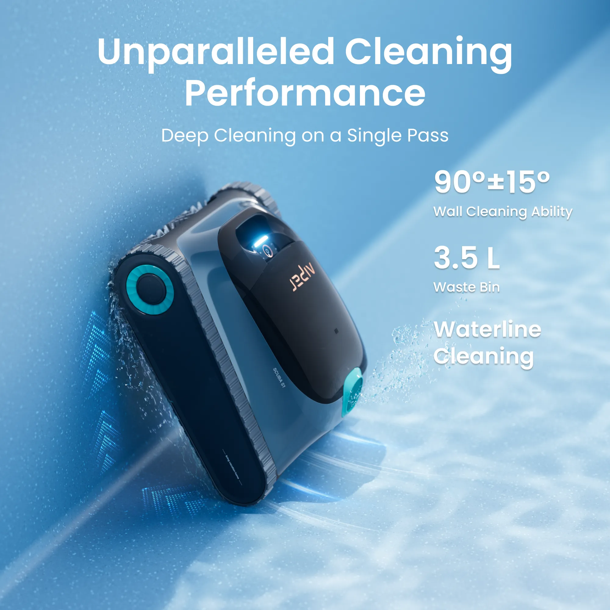 Aiper Scuba S1 wall and waterline climbing angle