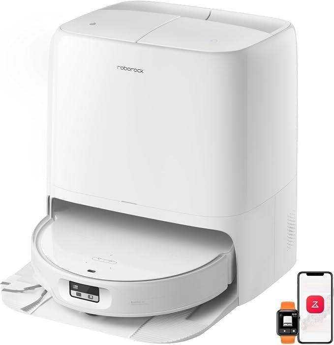 Roborock Qrevo Edge 3 Pro robot vacuum docked in its white self-cleaning station