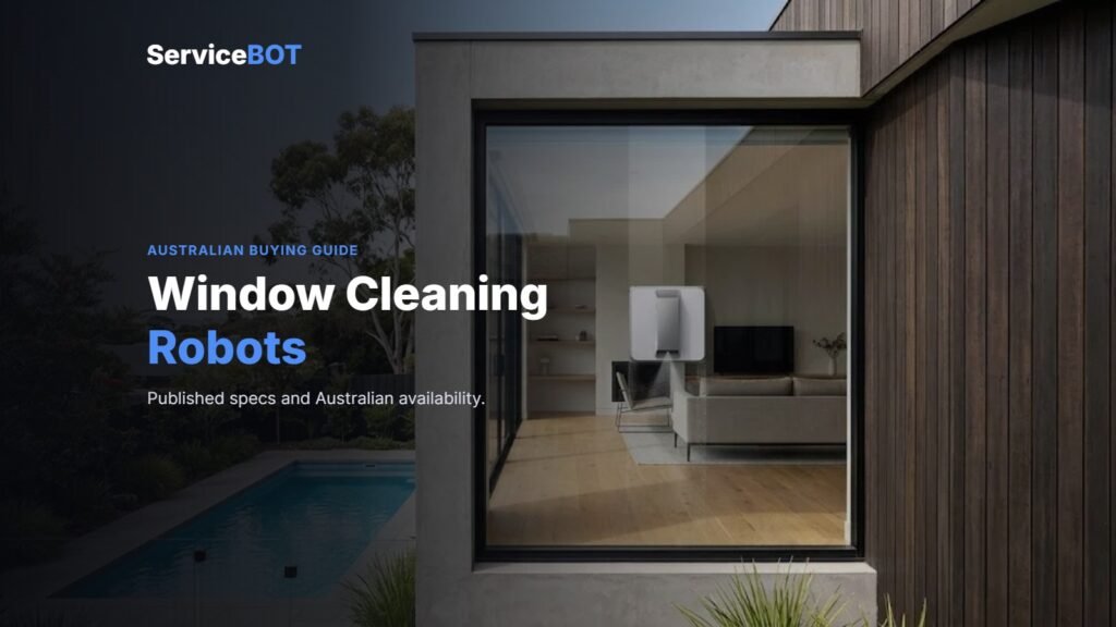 ServiceBot guide cover: a modern home with large glass windows, headline Window Cleaning Robots