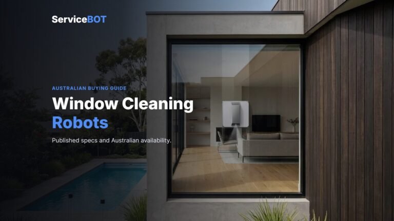 ServiceBot guide cover: a modern home with large glass windows, headline Window Cleaning Robots