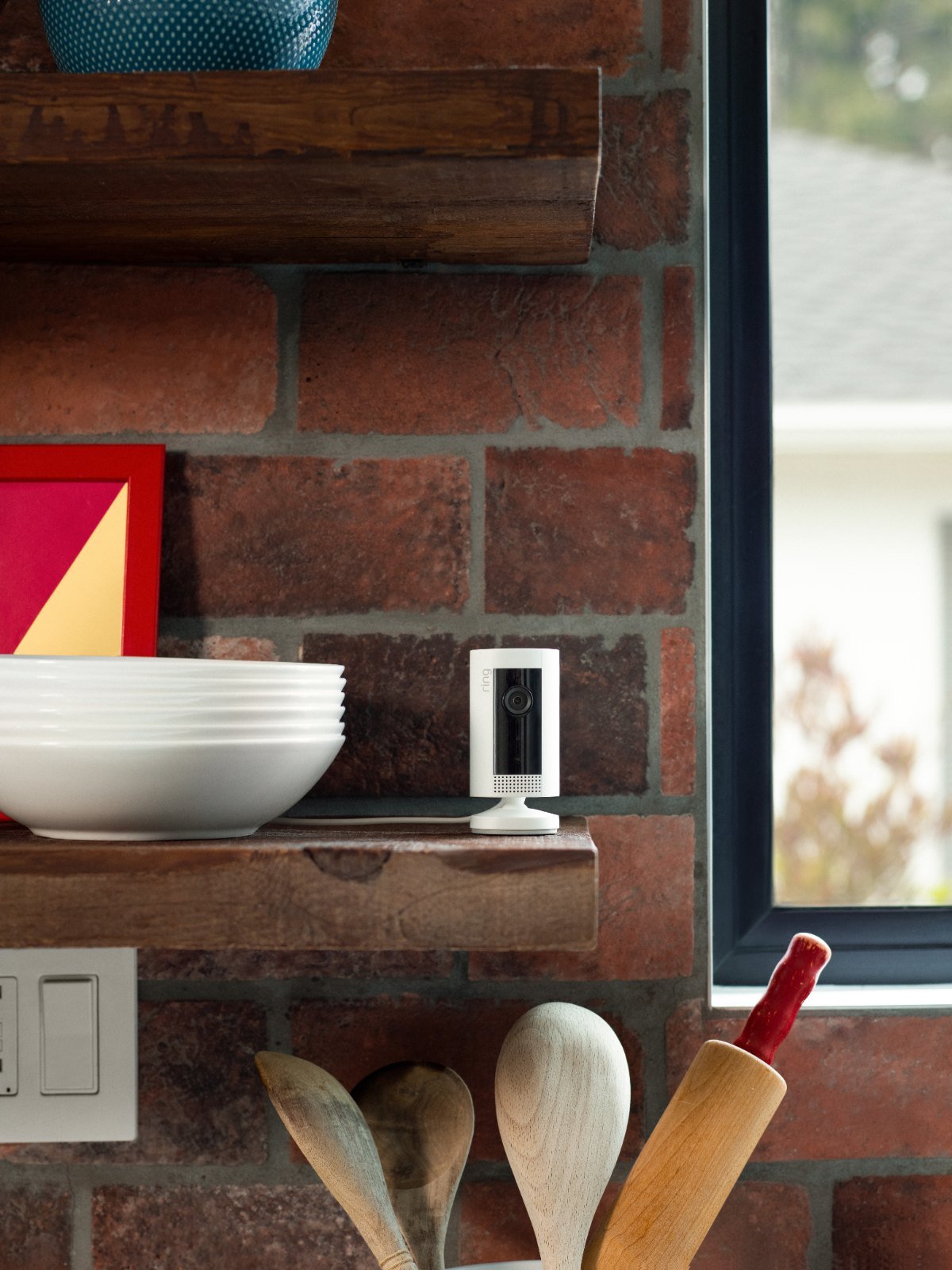 Ring Indoor Camera (2nd Gen) on a shelf at home