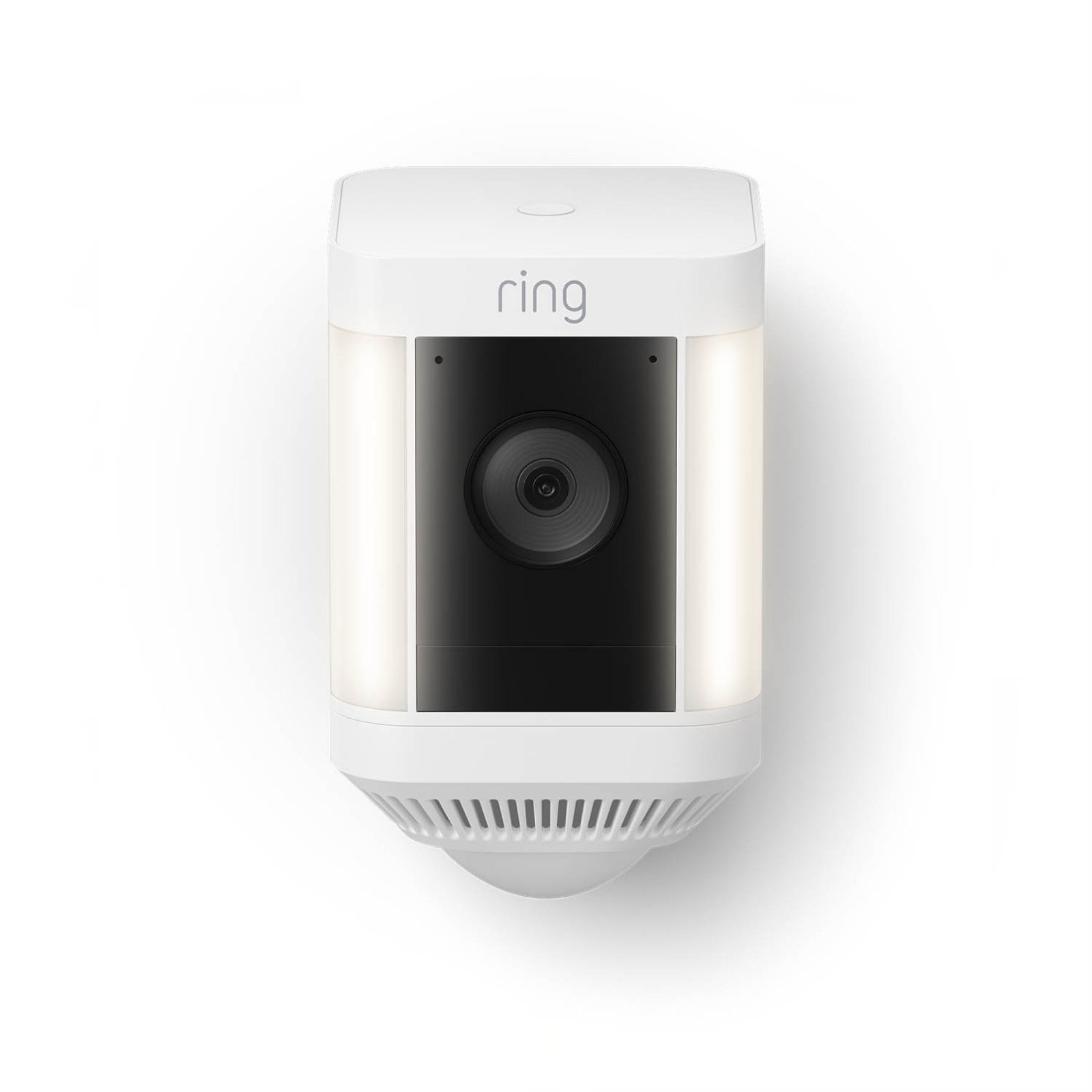 Ring Spotlight Cam Plus Battery in white, front view