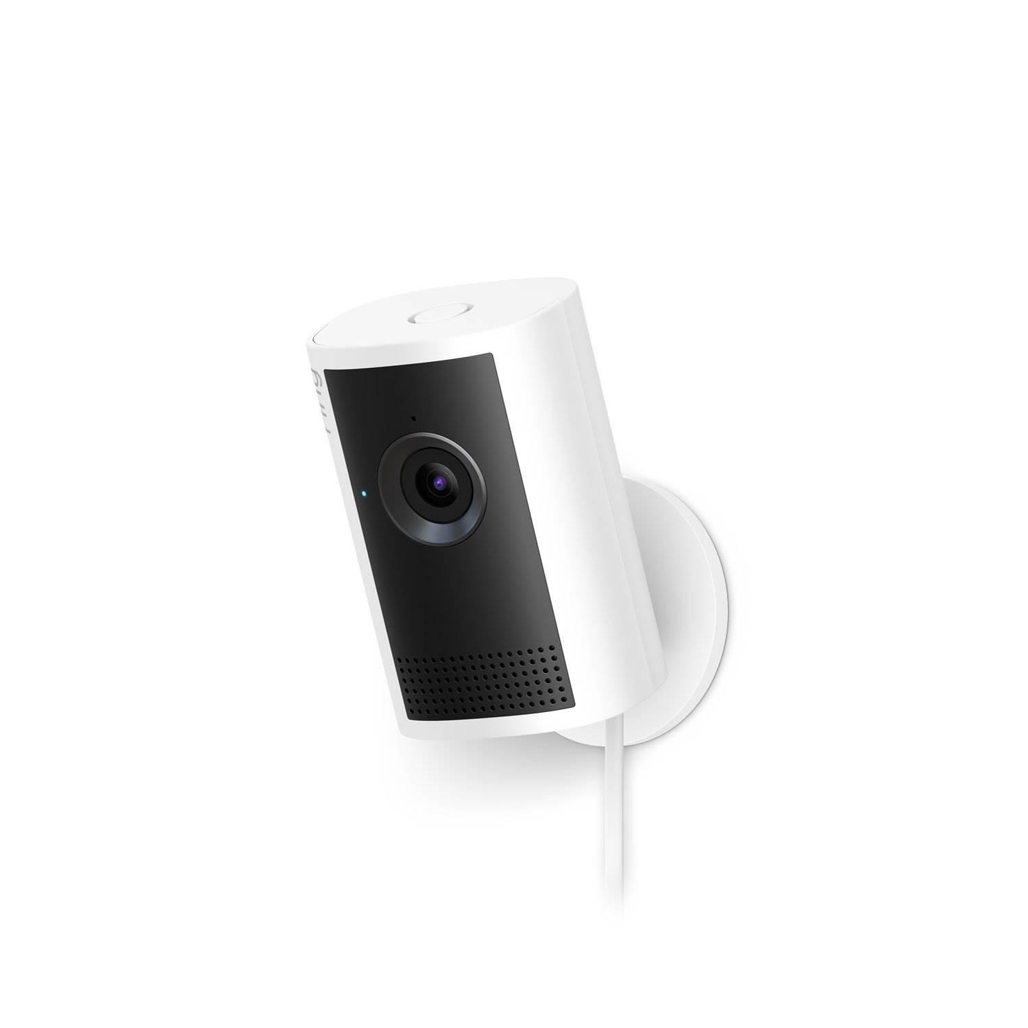 Ring Indoor Camera 2K Plus, wall-mounted, three-quarter view